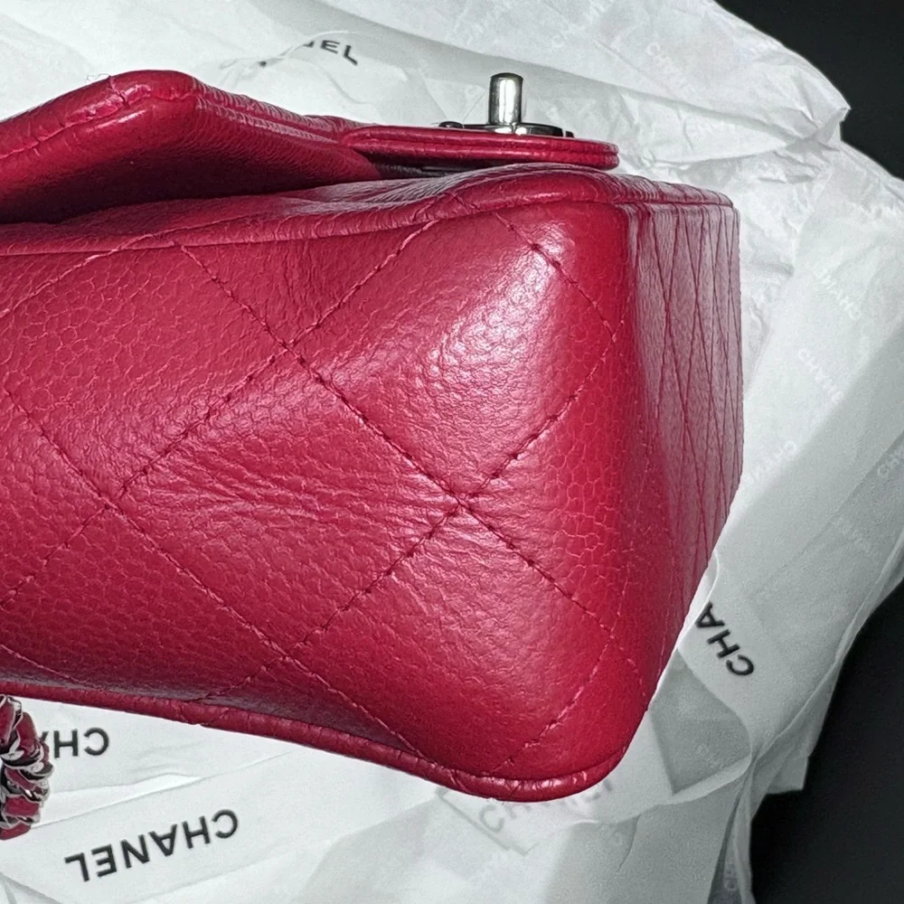 SOLD - CHANEL Red Caviar Quilted Classic Flap Bag Small SHW - Picture 8 of 17